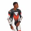 Dainese LAGUNA SECA 6 1PC závodní letní kombinéza bílá/fluo-červená vel.52